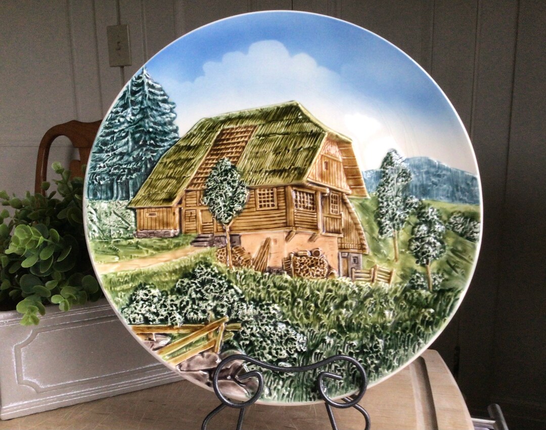 West Germany Plate Wall Hanging Landscape Scene , Cabin Decor 13 Etsy