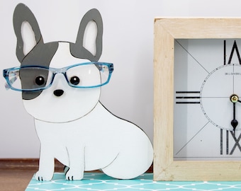 French Bulldog glasses, Wooden glasses holder,  Custom French Bulldog gifts, French Bulldog lover, Wooden French Bulldog, Custom Frenchie