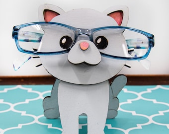 Cat glasses holder, Customized cat gift, Glasses holder animal, Animal glasses holder wood, Nightstand decor, Cat lover gift, Custom pet