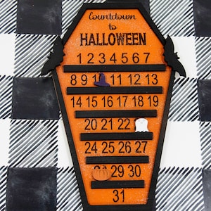 Trick r Treat Halloween countdown advent calendar, Coffin decor Halloween glitter decorations indoor, Kids Halloween fun witching hour