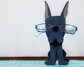 Custom Great Dane Glasses Stand - Cropped or Floppy Ears, Ideal for Kids, Dog Moms & Pet Memorials