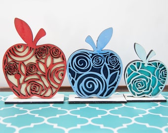 Hand Painted Wooden Apple Decor: Personalized Teacher Gift