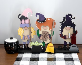 Witch sisters Halloween gnomes Spooky season witchy home decor, I smell Children Halloween witches, Fall shelf sitter Salem Witch decoration