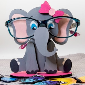 Kid elephant glasses holder, custom kids elephant kids decor, little girl elephant girl decor, kids glasses stand / animal glasses stand