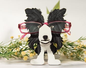 Custom Painted pet Glasses Holder | Personalized Border Collie Gift for Kids & dog mom, dog dad, and Dog Lovers