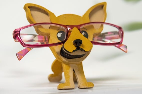 Chihuahua Glasses Holder Stand – Custom Painted Dog Mom Gift and Pet Lover Decor