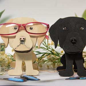 Black & Yellow Labrador Glasses Holder | Custom Dog Eyewear Stand | DIY Set Available | Pet Lover Gift