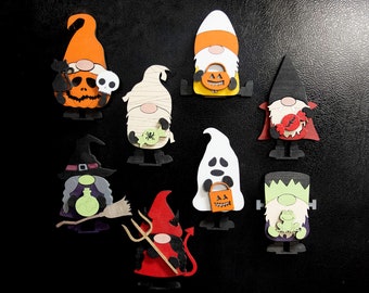 Mini Halloween Gnome Magnets – Trick or Treat Gnome Decor | Witch, Ghost, Vampire, Pumpkin, Frankenstein, Mummy, Devil, Candy Corn Gifts