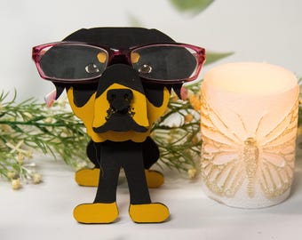 Rottweiler Glasses Holder, Dog Glasses Stand, Wood Eyeglass Holder, Dog Lover Gift, Pet Desk Decor, Custom Dog Breed, DIY Option