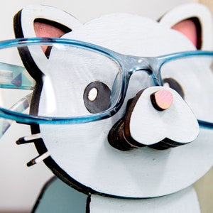 Cat glasses holder, Customized cat gift, Glasses holder animal, Animal glasses holder wood, Nightstand decor, Cat lover gift, Custom pet image 2