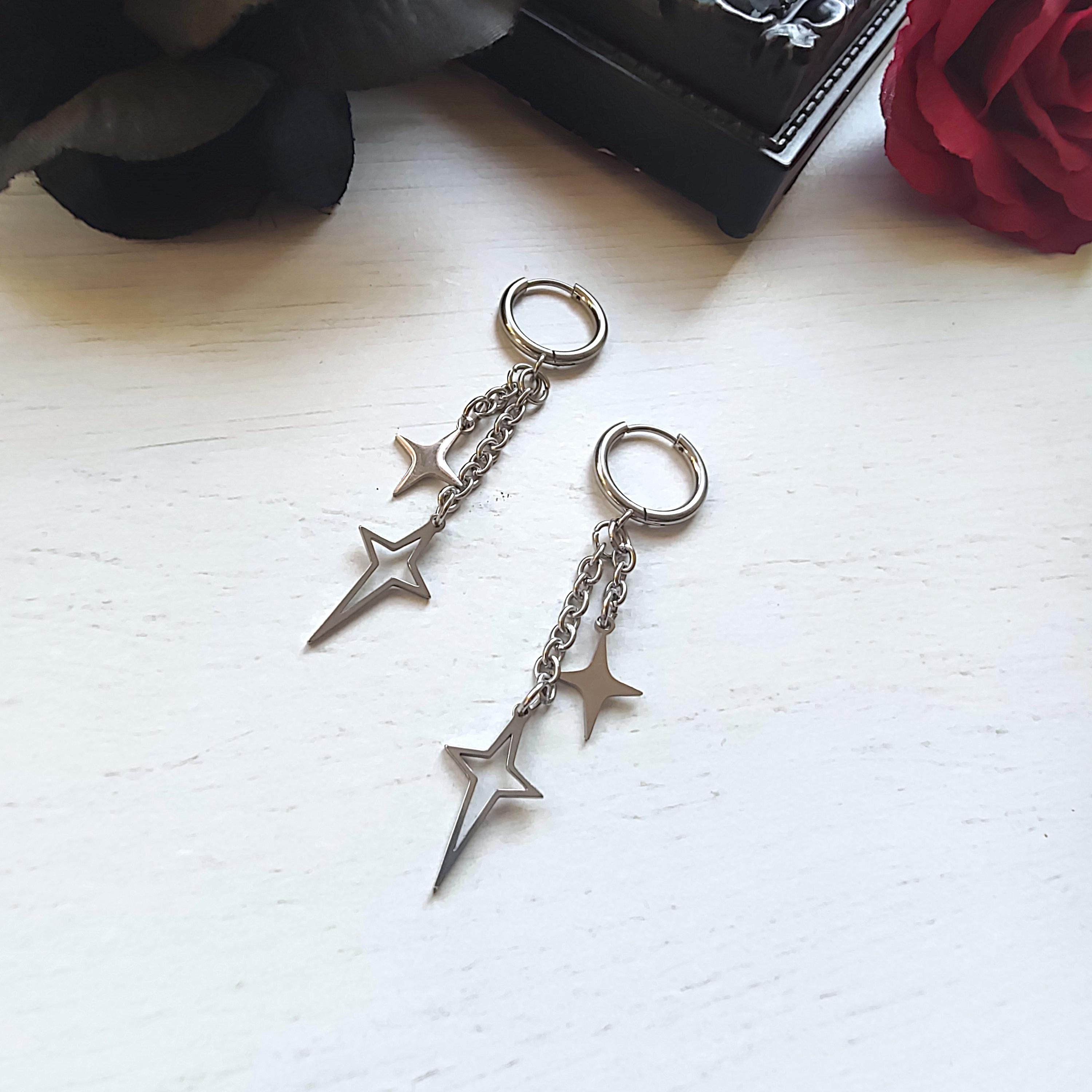 Orecchini neri in argento sterling 925 nero orecchini a cerchio stile punk minimalista gioielli neri regalo per uomo donna, 15 mm, Argento sterling