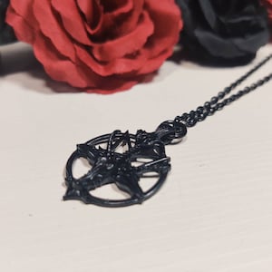 Black gothic necklace with devil pentagram, gothic jewelry