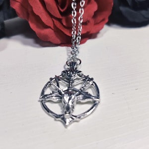 Gothic Necklace, Baphomet Occult Pendant, Gothic Jewelry, Goat Head Pendant, Devil Pentagram Necklace, Seal Satan Necklace