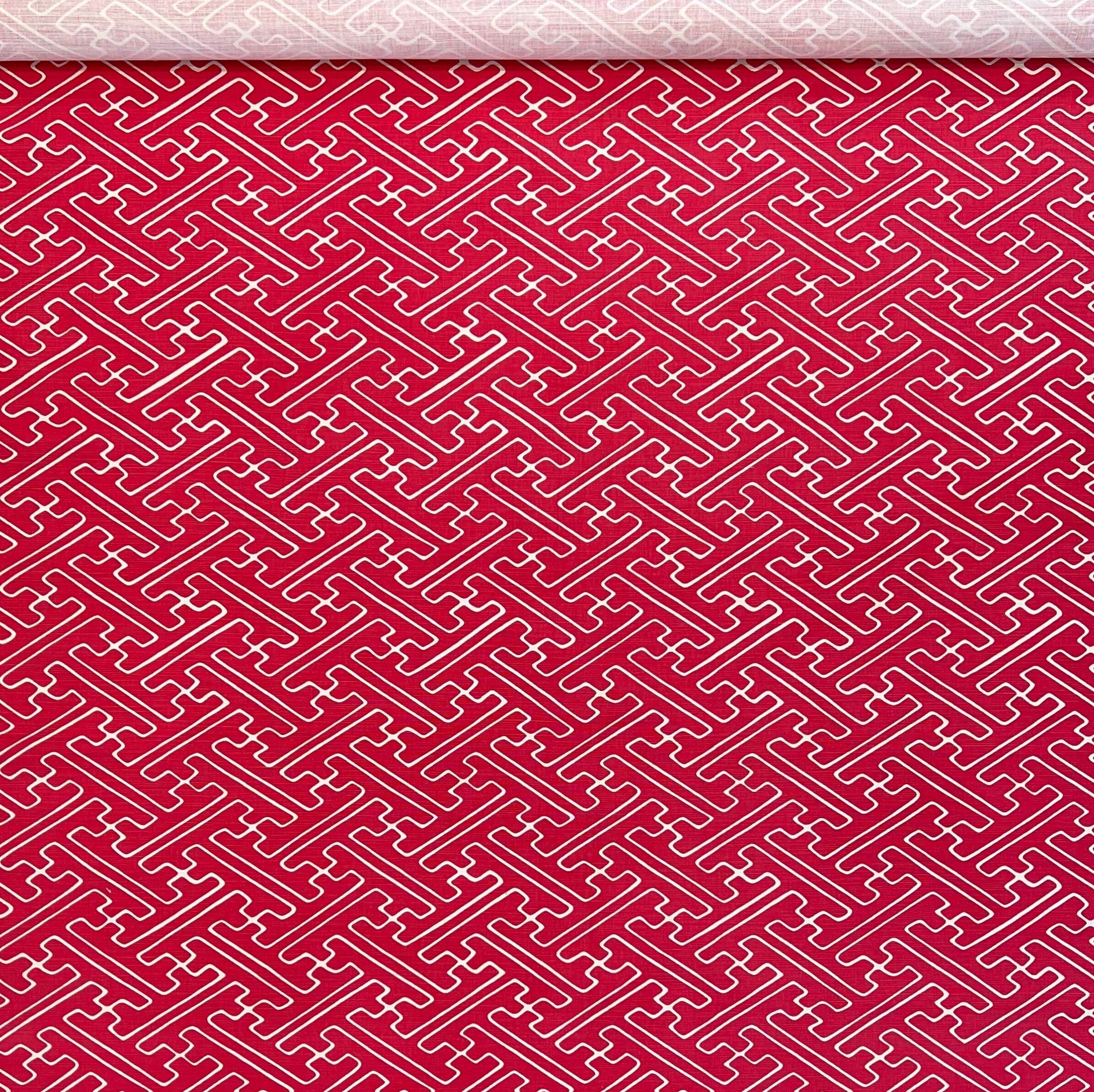 Alan Campbell Fabric: Saya Gata - Custom White Lines on Magenta Suncloth (Indoor/Outdoor Quality)