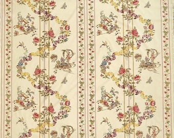 Clarence House Exclusive Hand Printed REVEILLON Italian Toile Cotton Fabric Remnant