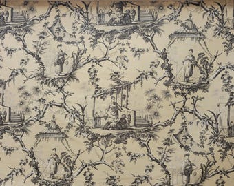 Brunschwig & Fils PLAISIRS D' INDOCHINE Toile Fabric – 9 Yards Available | Designer Fabric | French Asian Chinoiserie Print I Rare Colorway