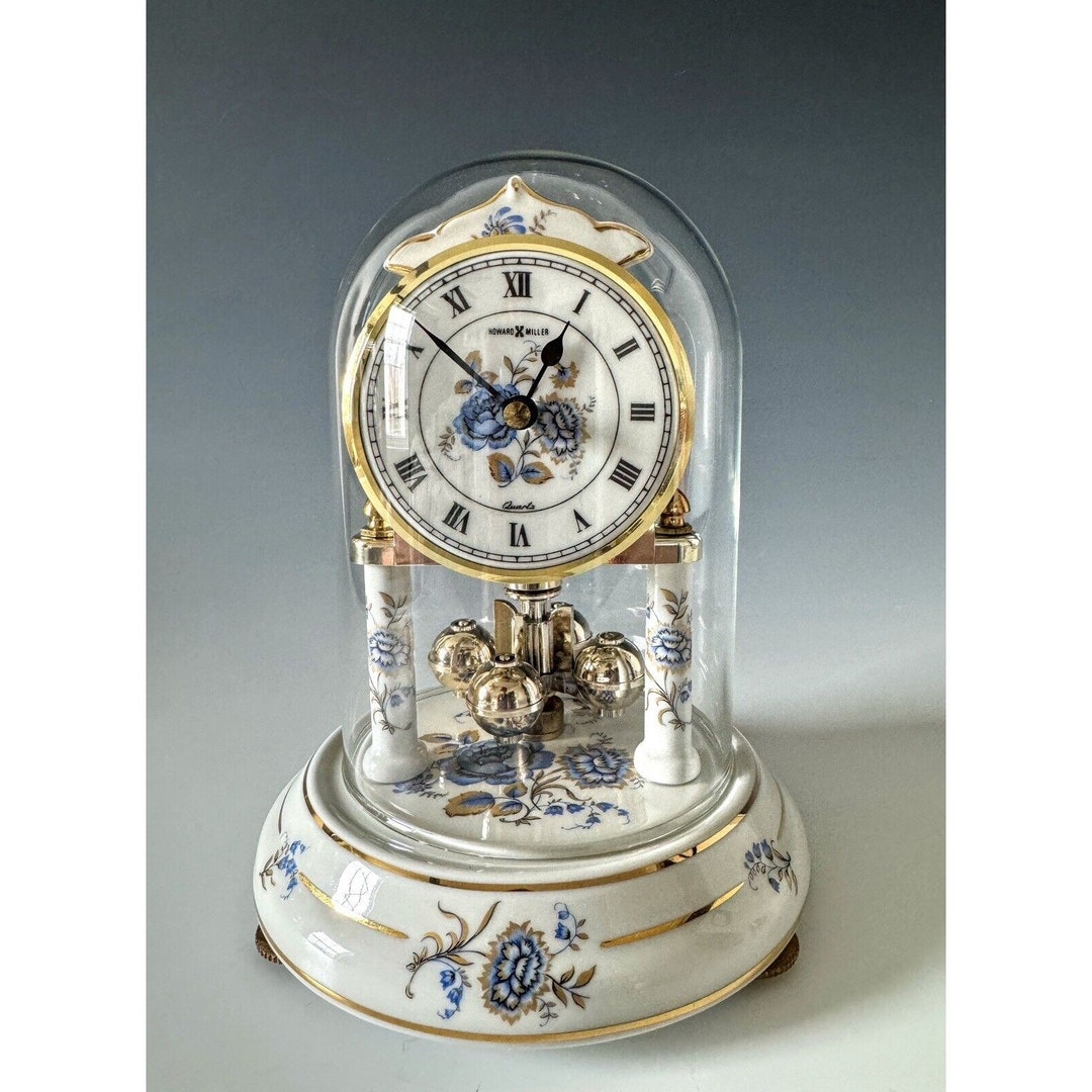 Howard Miller Anniversary Clock Porcelain W/glass Dome Clock Model 613