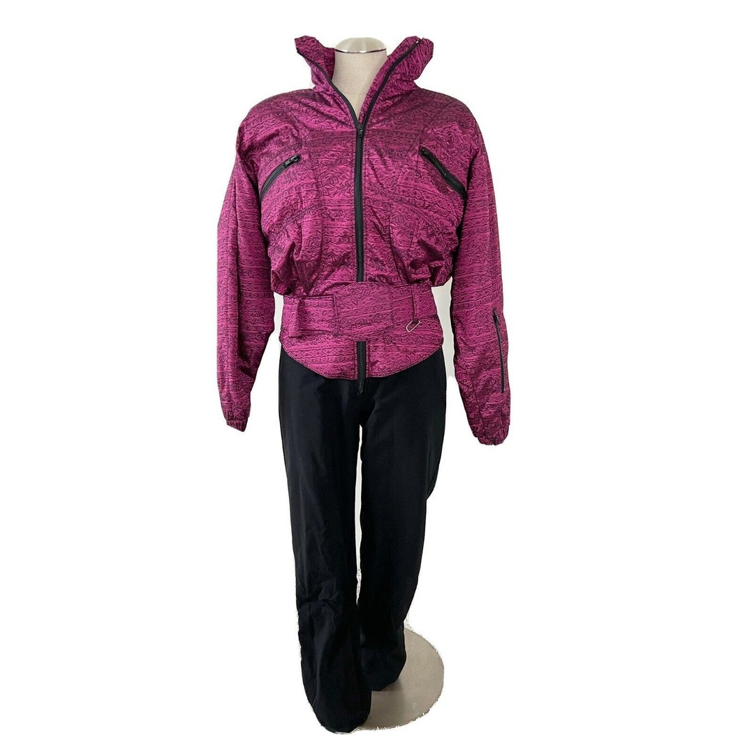 Vintage Nils Skiwear Ski Suit One Piece Womens 8/10 Purple Black USA EXC  COND 