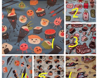 Mens/womens scrub cap - Japanese Hawaiian sushi Asian foods.  Choose fabric/style.