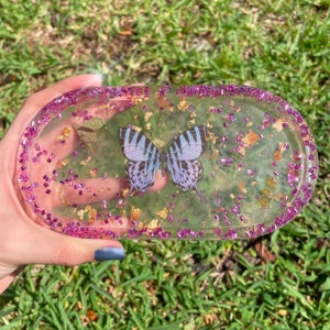 Oval Butterfly Tray |  Jewelry Tray | Decorative coaster | Home Decor | Handmade | Resin