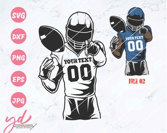 Football Player Svg | Sports Svg | Football Svg | Customized Football Player Svg | Football Team Colored Layers | Football Player Png Eps