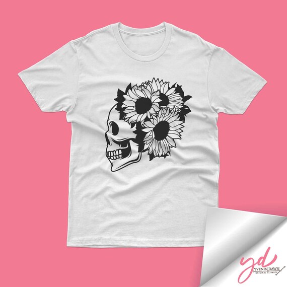 【Expend4bles X GRAVER】Elbow Skull Flower Sweatshirt Floral Skull Svg | Skeleton Svg | Skull With Sunflowers Svg