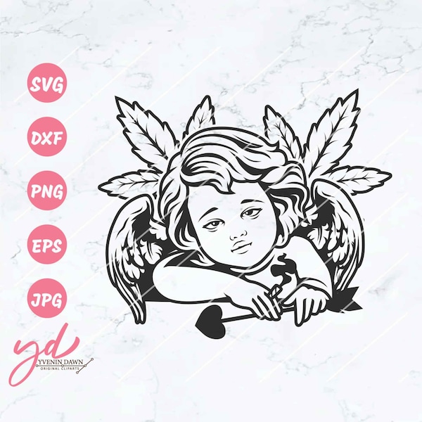 Cupid Smoking Weed Svg Png | God of Love Svg | Matchmaker Svg | Valentine Svg | Cannabis Weed Valentine Svg | Weed Cupid Svg Png Eps Dxf Jpg