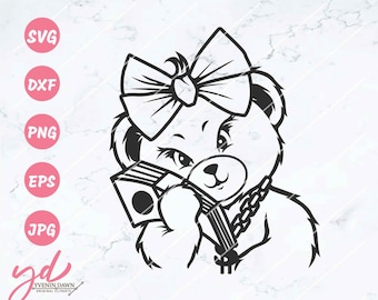 Orsacchiotto Gangster Money Svg Png / Orsacchiotto Gangster Svg / Orsacchiotto Hipster Cool Kid Png / Animale Gangster Svg / Orso Svg / Orsacchiotto Png Eps