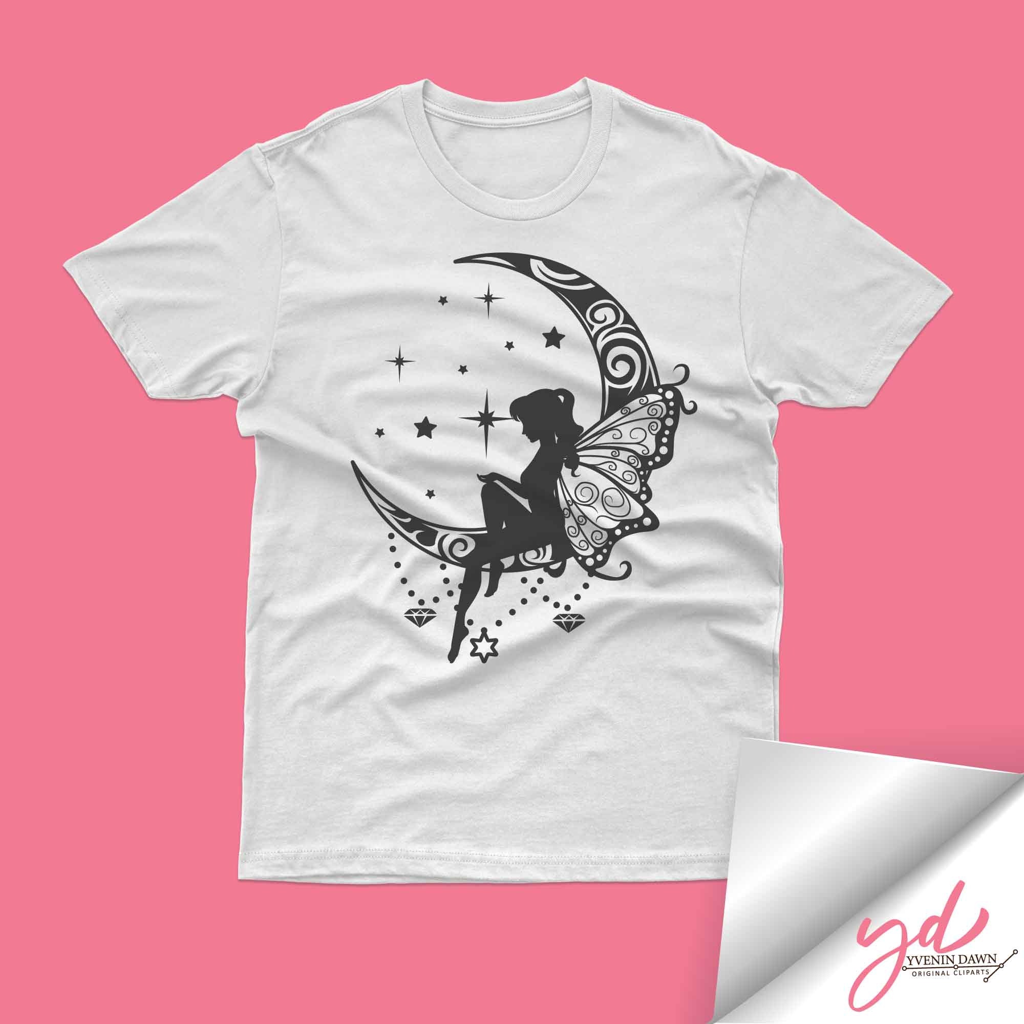 ◆24SS MOON FAIRY MF JOUR ROUND LOGO Tシャツ/3色◆ Fairy on the Moon Svg Png | Moon Fairy Svg | Mystical Fairy