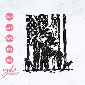 Patriotic Svg | Patriotic German Shepherd Svg | Police Dog Svg | American Flag Svg | Police Svg | Police Silhouette | Sniffing Dog Svg | Png