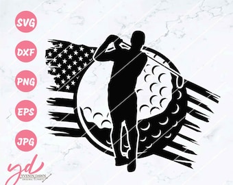 US Flag Golf Player SVG: Golf Cut Files (Digital Download)