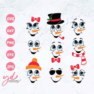 Snowman Svg | Snowman Faces Svg | Christmas Svg | Snowman Girl Svg | Winter Svg | Snow Svg | Snowman Faces Bundle | Snowman Png Dxf Eps Jpg