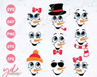 Snowman Svg | Snowman Faces Svg | Christmas Svg | Snowman Girl Svg | Winter Svg | Snow Svg | Snowman Faces Bundle | Snowman Png Dxf Eps Jpg