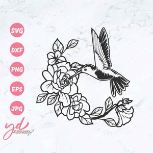 Humming Bird Svg Png | Hummingbird on Flowers Svg | Floral Hummingbird Svg | Hummingbird Flowers Svg | Bird Svg | Hummingbird Clipart Png