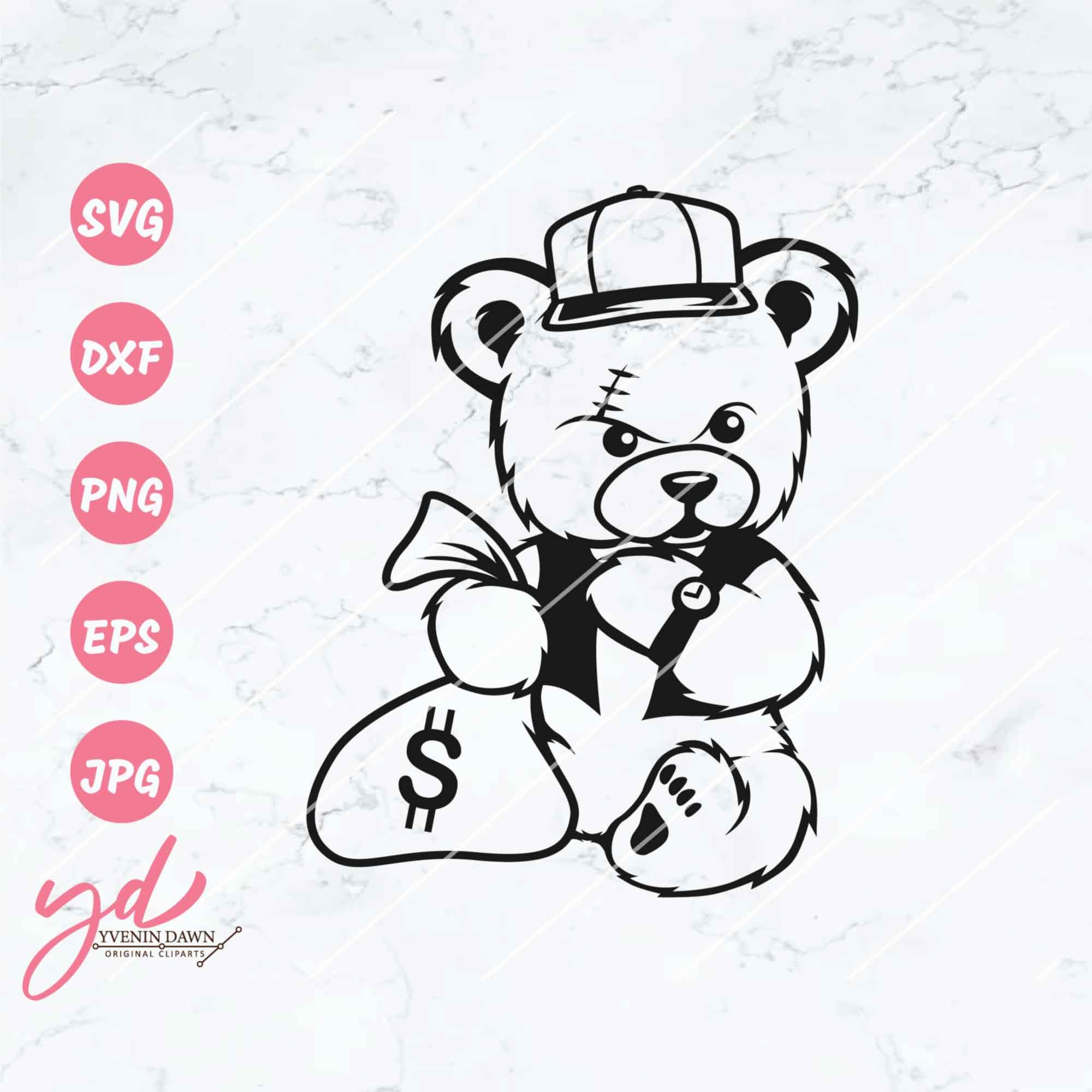 Oso gánster SVG: Osito de peluche gamberro con gorra y bolsa de dinero  (archivos digitales) - Etsy México, image size:2000x2000