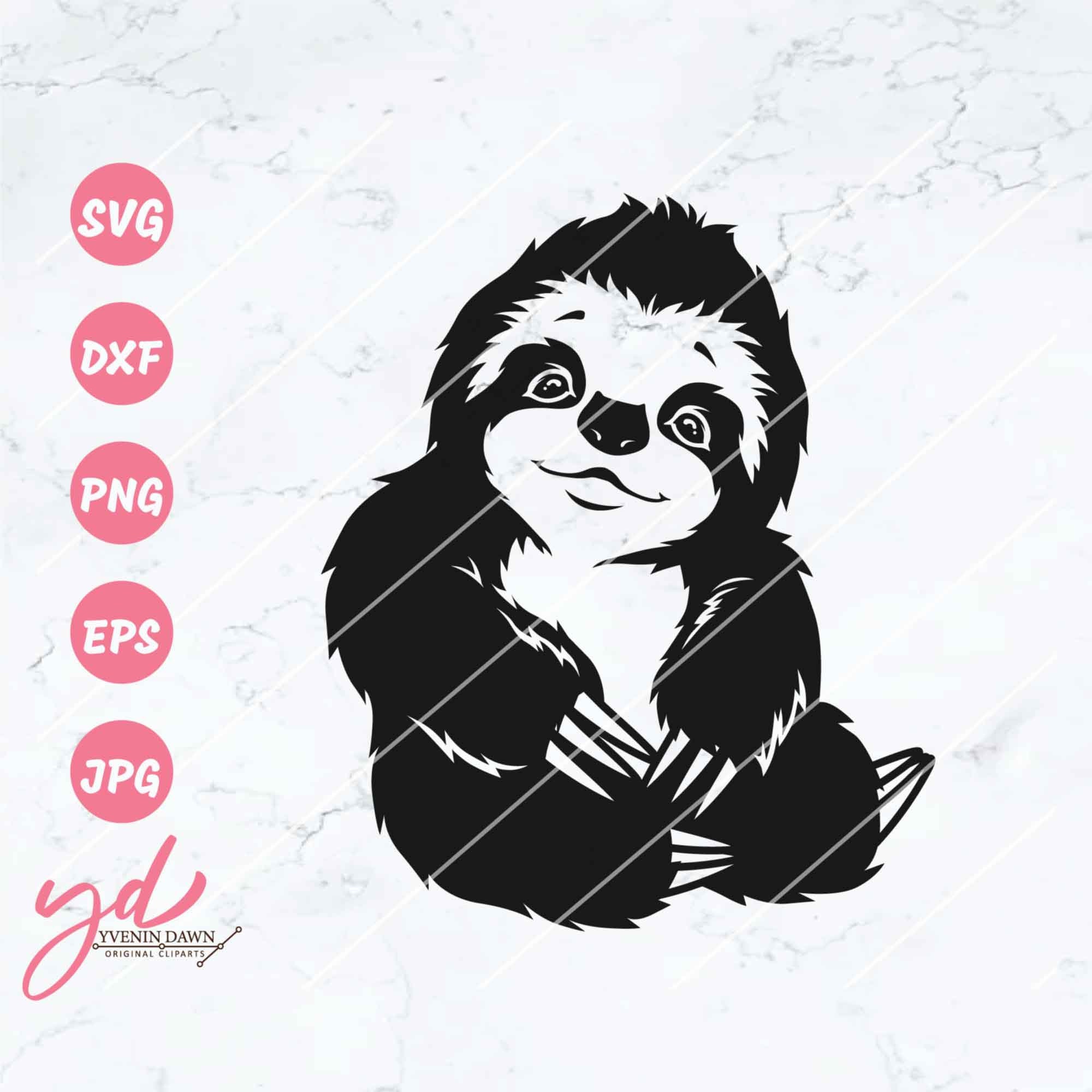 Cute Sloth Sitting Svg Png | Cute Sloth Svg | Sloth Svg | Baby Sloth Svg | Zoo Animals Svg | Cute Sloth Png Clipart Cutting Files Dxf Eps