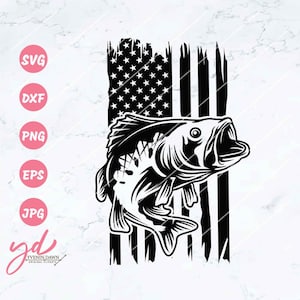 Bass Fishing Svg | US Bass Fishing Svg File | US Flag Bass Fish | Us bass angling Svg | Bass Fish Svg | Bass Fish Clipart | Cut Files | Png