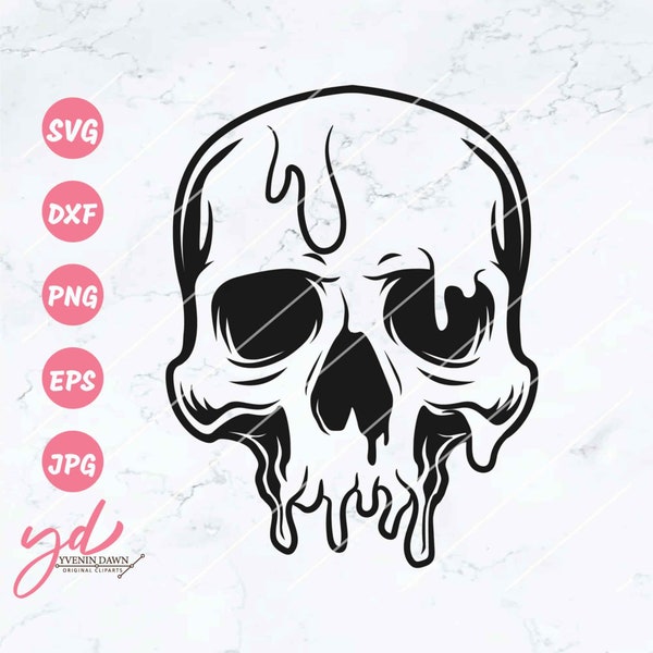 Dripping Skull Svg Png | Skull Svg | Skeleton Gothic Svg | Goth Svg | Skeleton Head Svg | Dripping Svg | Halloween Svg Cutting Files | Png