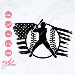 US Baseball Svg | Sports Svg | Baseball Svg | Baseball Player Svg | US Baseball Player Silhouette | Baseball Clipart | US Baseball Png Dxf