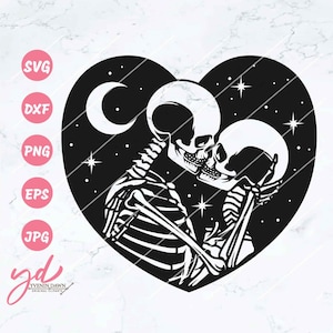 Skull Lovers SVG PNG: Gothic Skeleton Romance (Digital Files)