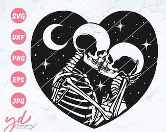 Skull Lovers SVG PNG: Gothic Skeleton Romance (Digital Files)