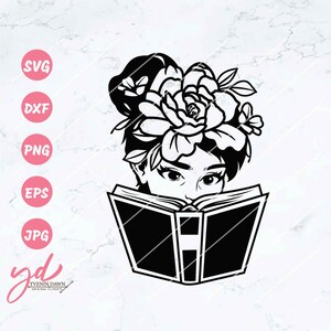 Book Lover Svg | Books Svg | Floral Svg | Floral Books Svg | Flowers Growing Out of Books Svg | Reading Svg | Read Pretty Book | Png Dxf Eps