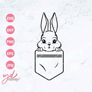 Bunny in a Pocket Svg | Bunny Svg | Pocket Svg | Rabbit Svg | Cute Bunny Svg | Bunny Face Svg | Peeking Bunny Svg | Bunny Png Dxf Eps Jpg