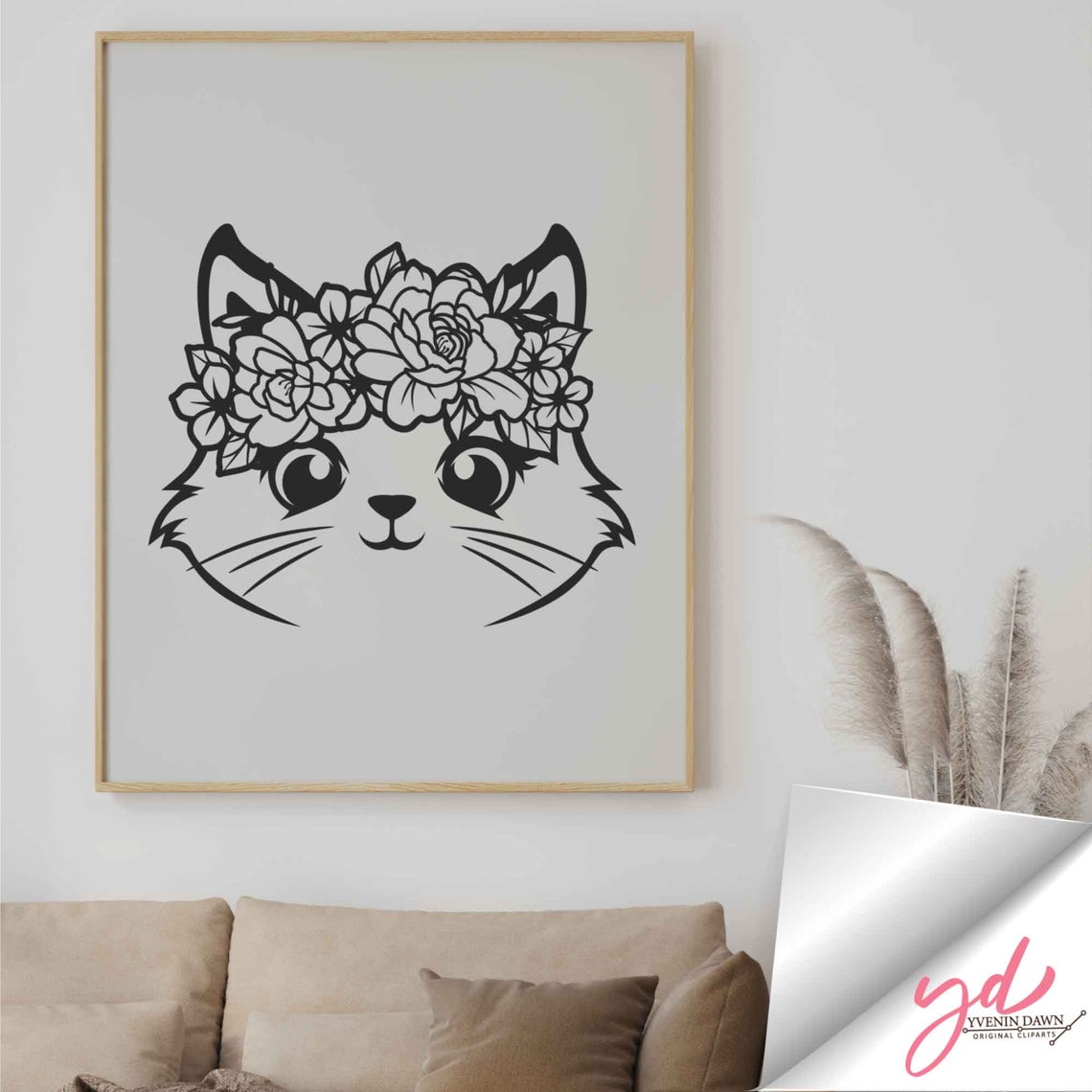 Cat Svg | Floral Cat Svg | Cat With Flowers Svg | Pet Svg | Cute Kitty ...