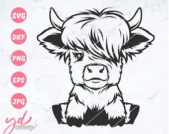 Cute Highland Cow Sitting Svg Png 2 | Highland Cow Svg | Cow Svg | Cute Cow Svg | Baby Cow Svg | Highland Cow Clipart Vector CuttingFile Png