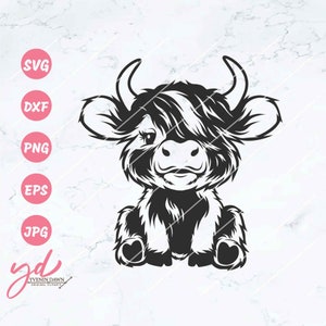 Süße Highland Kuh sitzend SVG | Highland Kuh Druck | Kuh geschnitten Datei | Kuh Kuh Aufdruck | Kuh-Svg | Highland Kuh Clipart Vektor Plotterdatei Png