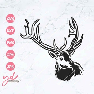 Buck Head Svg Png | Deer Head Svg | Deer Svg | Deer Antlers Svg | Deer Hunting Svg | Deer Hunting Clipart | Outdoor Svg | Buck Svg Png Eps
