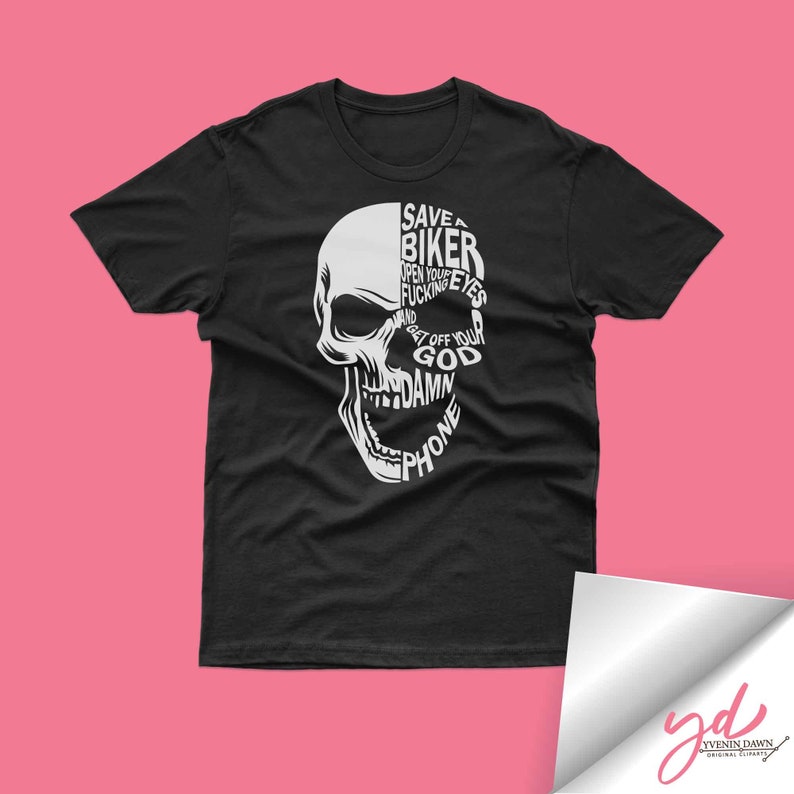 Save a Biker Skull Svg: Biker Quote Graphic (Digital Files) image 2