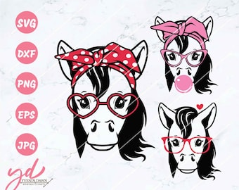Cute Horse With Bandana Svg | Horse Svg | Horse Face Svg | Horse With Gum | Beautiful Horse Svg | Horse Head Svg | Cute Farm Horse Svg | Png