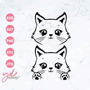 Cat Svg | Cute Cat Face Svg | Cute Peeking Cat Svg | Cute Animal Svg | Pet Svg | Cute Kitty Svg | Kitten Svg | Cat Lover Svg | Cat Png Dxf